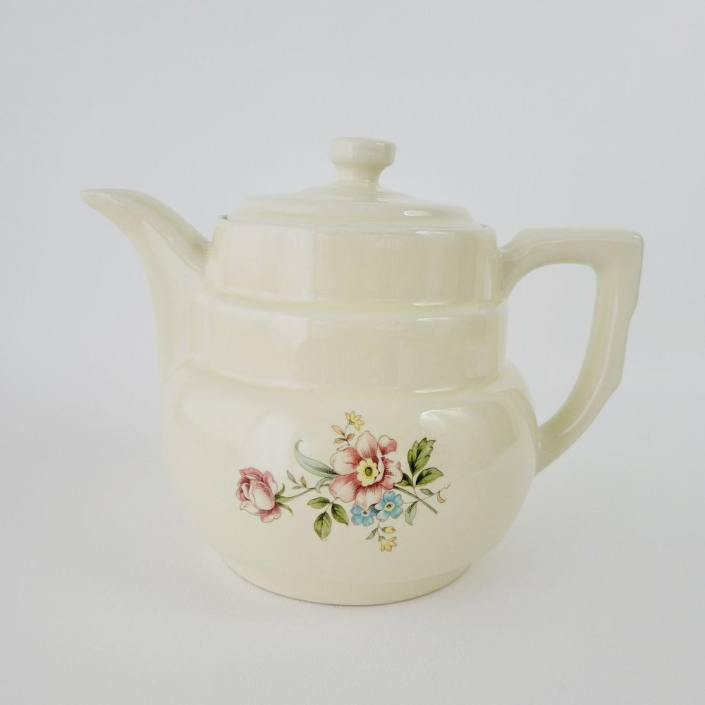 Vintage Enterprise Aluminum by Hall Rambling Rose DripOLator Pot Pink Floral USA